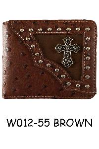 Wholesale Bi-fold Brown Cross Western Wallet